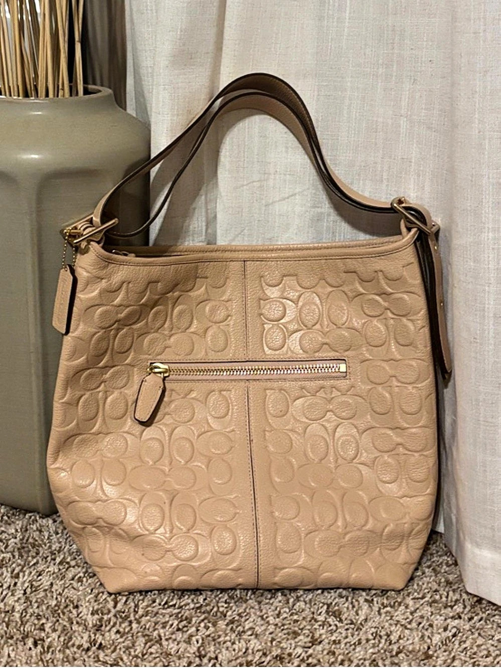 Coach Campbell Leather Hobo Shoulder Bag - Blush